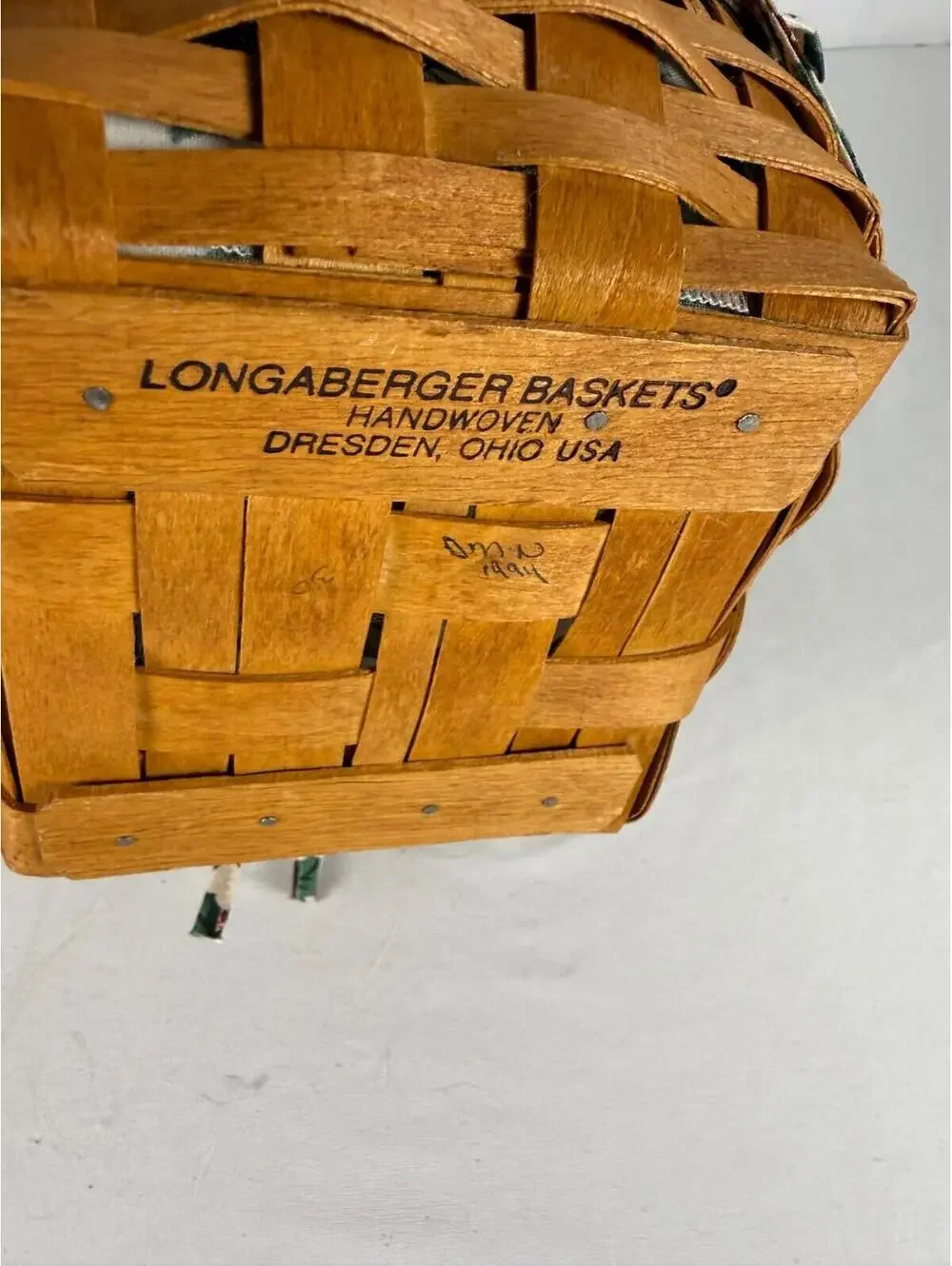 1994 Longaberger Christmas Jingle Bell Basket w/Holly Liner & Protector Vintage